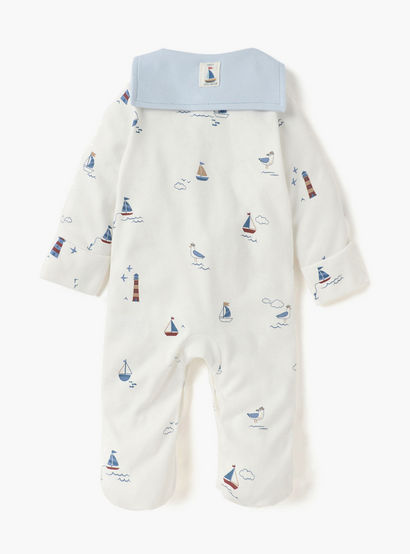 Juniors Nautica Print Closed Feet Sleepsuit with Button Closure-baby-boys-clothing-nightwear-sleepsuits-image-2