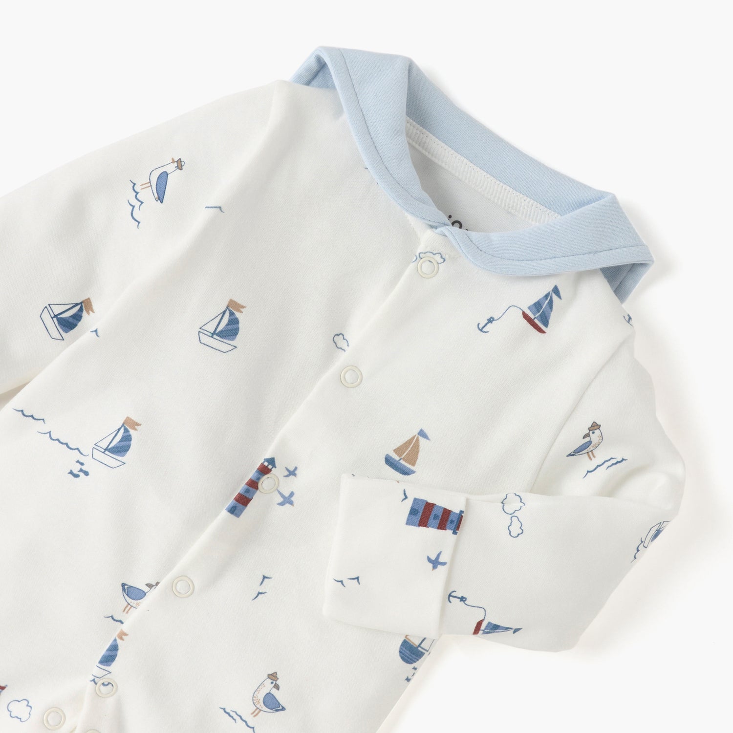Juniors Nautica Print Closed Feet Sleepsuit with Button Closure