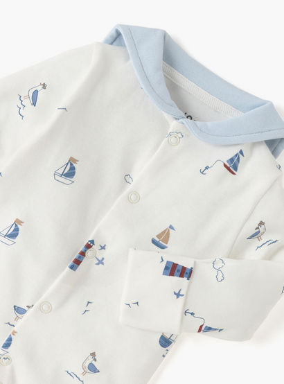 Juniors Nautica Print Closed Feet Sleepsuit with Button Closure-baby-boys-clothing-nightwear-sleepsuits-image-3