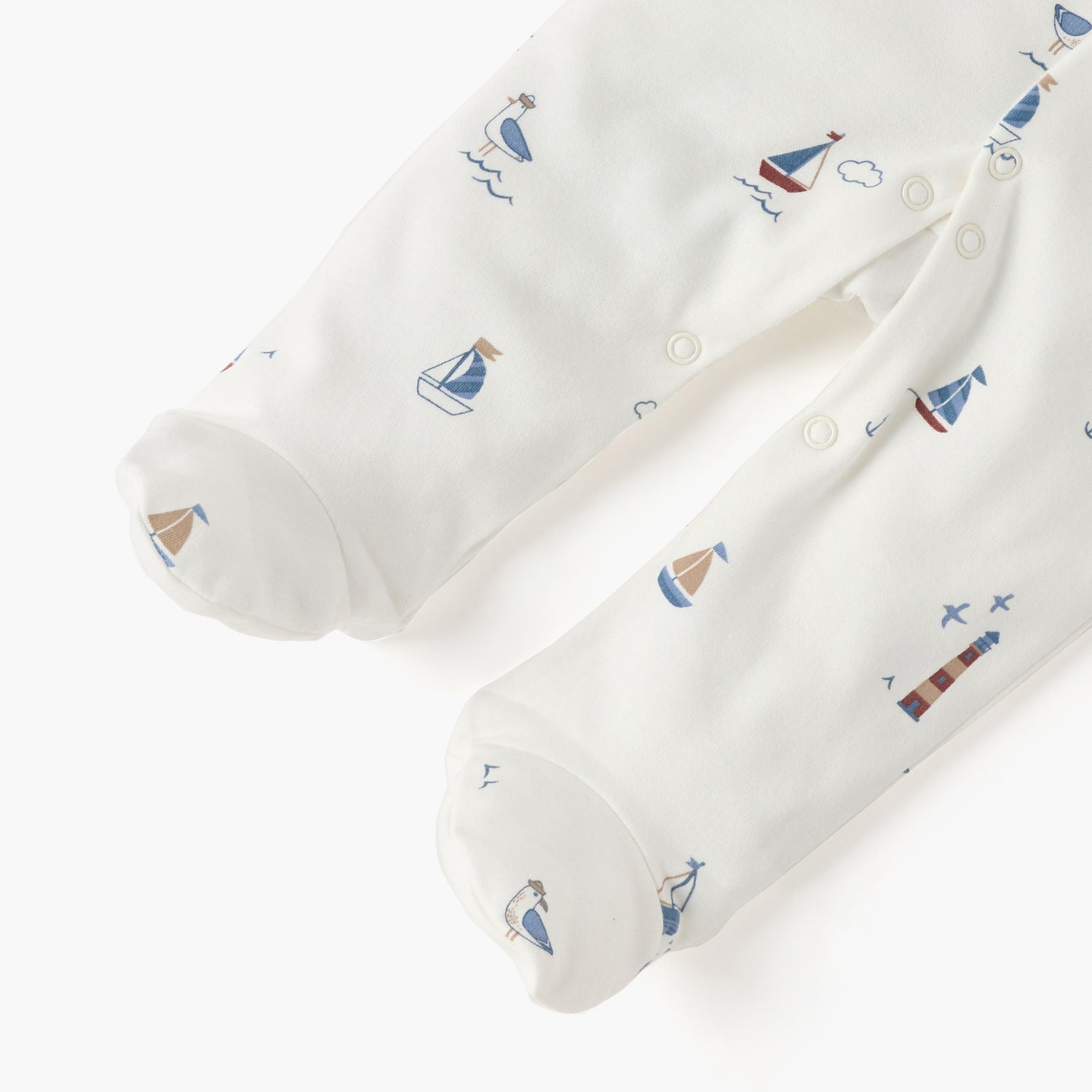 Juniors Nautica Print Closed Feet Sleepsuit with Button Closure