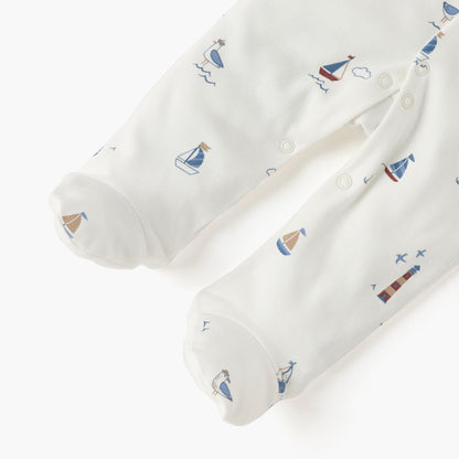 Juniors Nautica Print Closed Feet Sleepsuit with Button Closure
