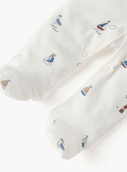 Juniors Nautica Print Closed Feet Sleepsuit with Button Closure-baby-boys-clothing-nightwear-sleepsuits-image-5