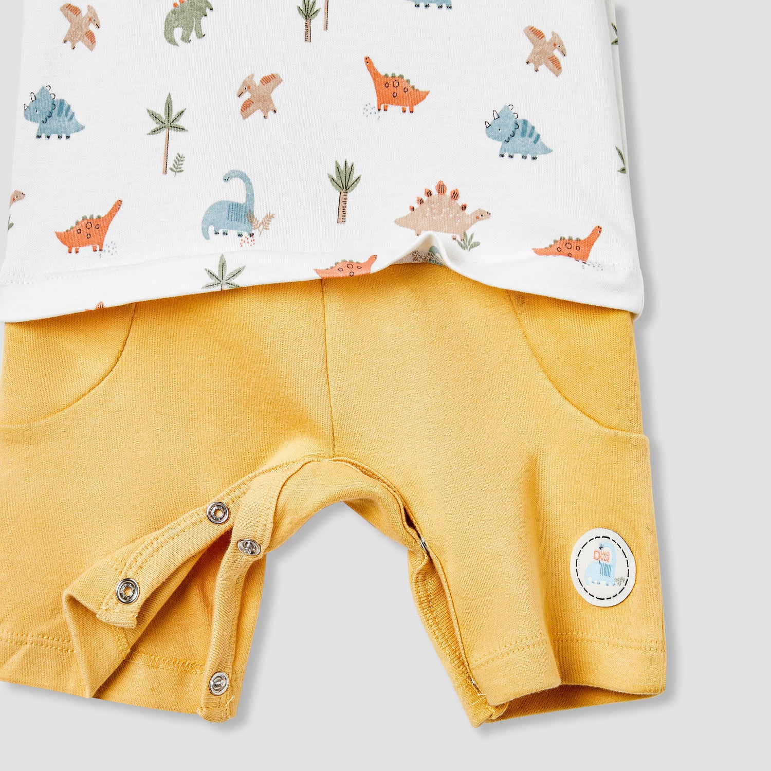 Juniors Dinosaur Print Romper with Short Sleeves