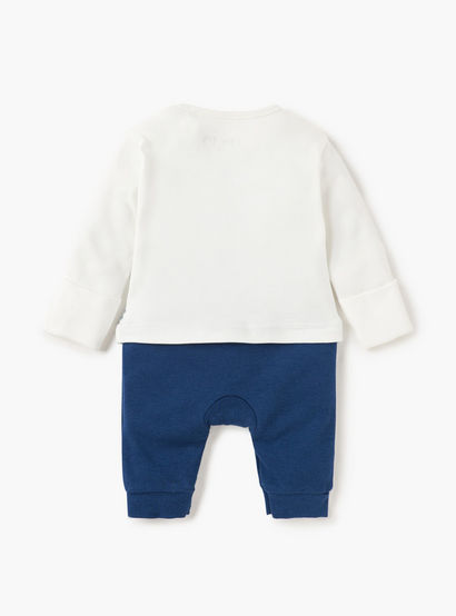 Juniors Embroidered Sleepsuit with Button Closure and Long Sleeves-baby-boys-clothing-nightwear-sleepsuits-image-2
