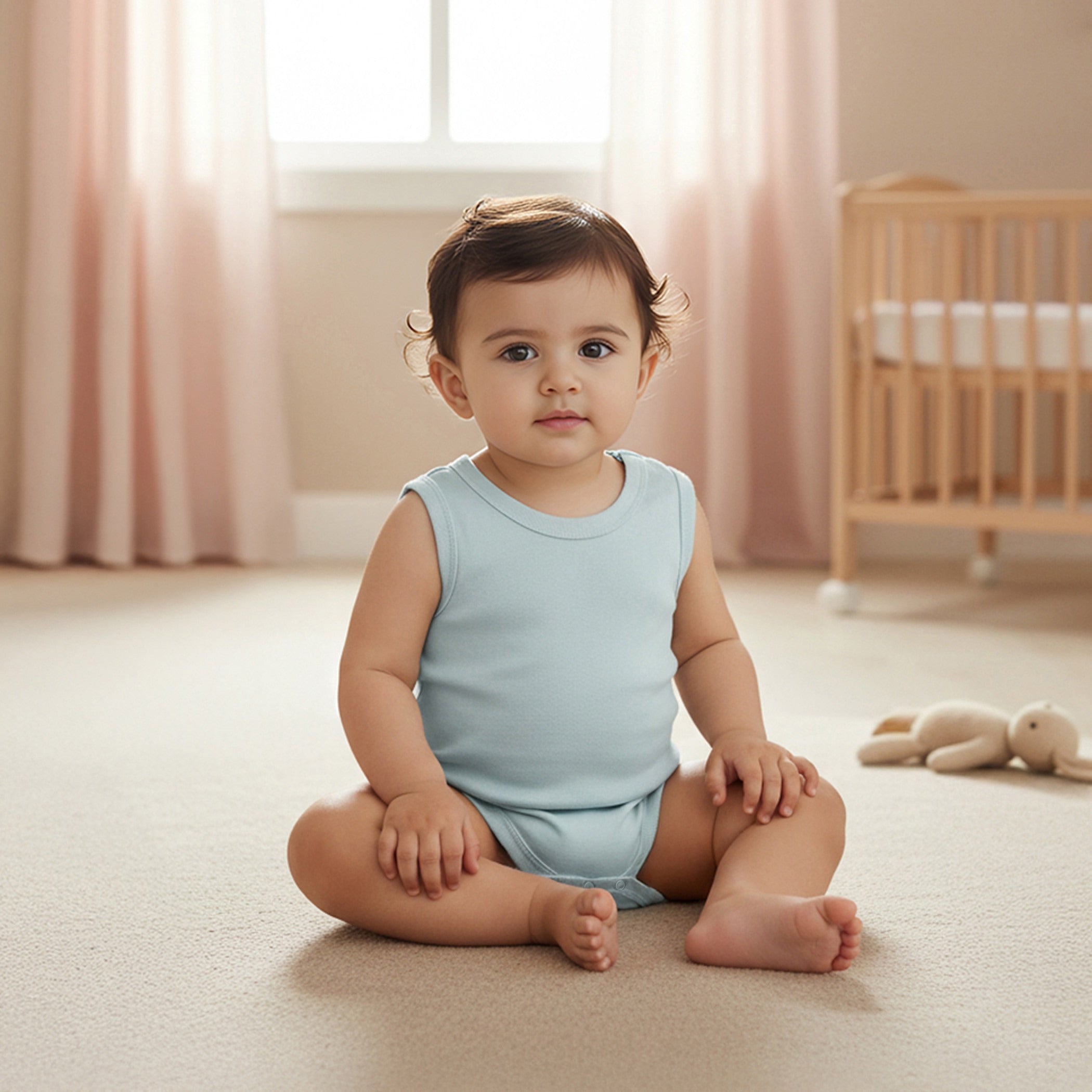 Juniors Sleeveless Bodysuit with Snap Button Closure - Blue / 12-18 mths