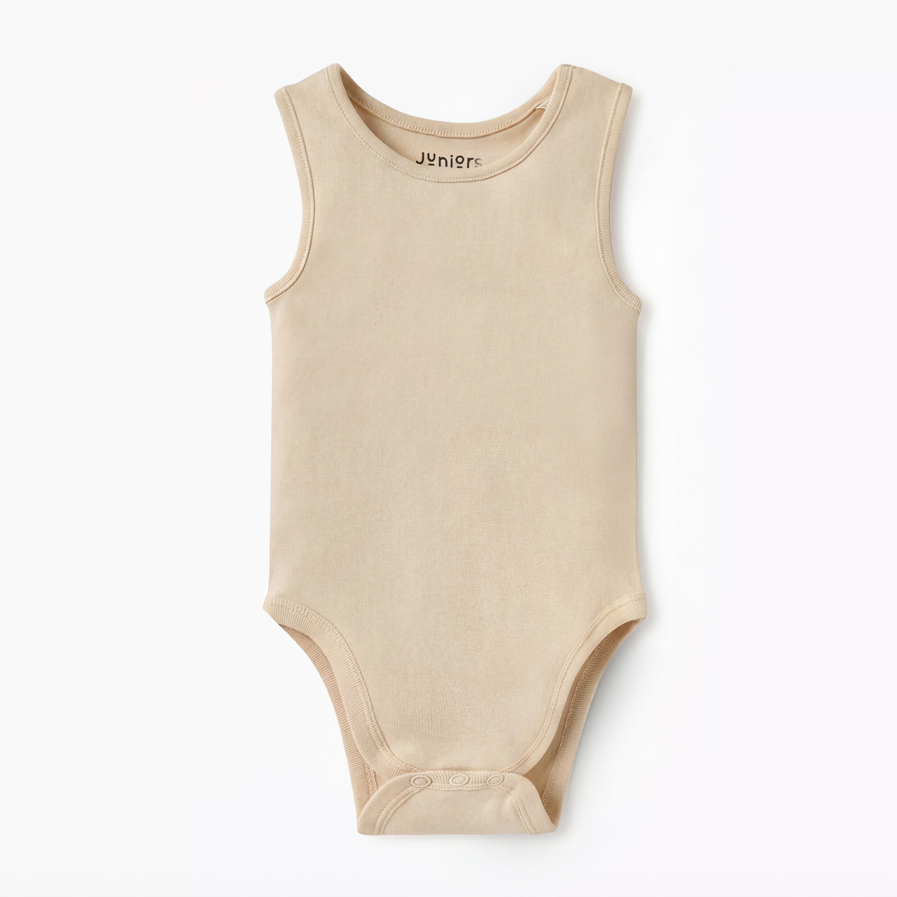 Juniors Solid Sleeveless Bodysuit with Snap Button Closure - Peach / 12-18 mths
