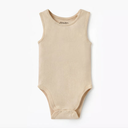 Juniors Solid Sleeveless Bodysuit with Snap Button Closure