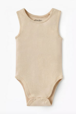 Juniors Solid Sleeveless Bodysuit with Snap Button Closure