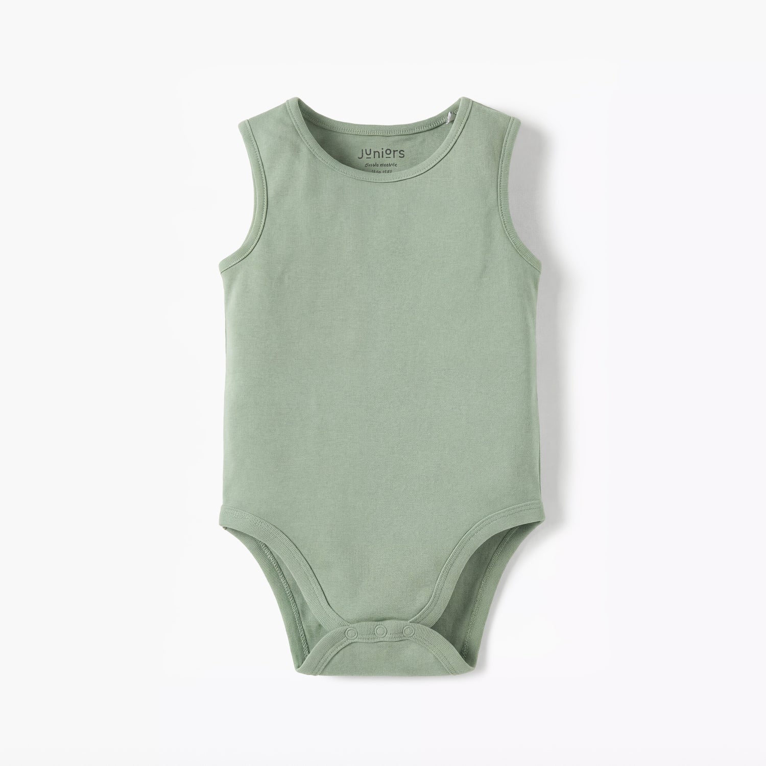 Juniors Solid Sleeveless Bodysuit with Snap Button Closure - Green / 12-18 mths