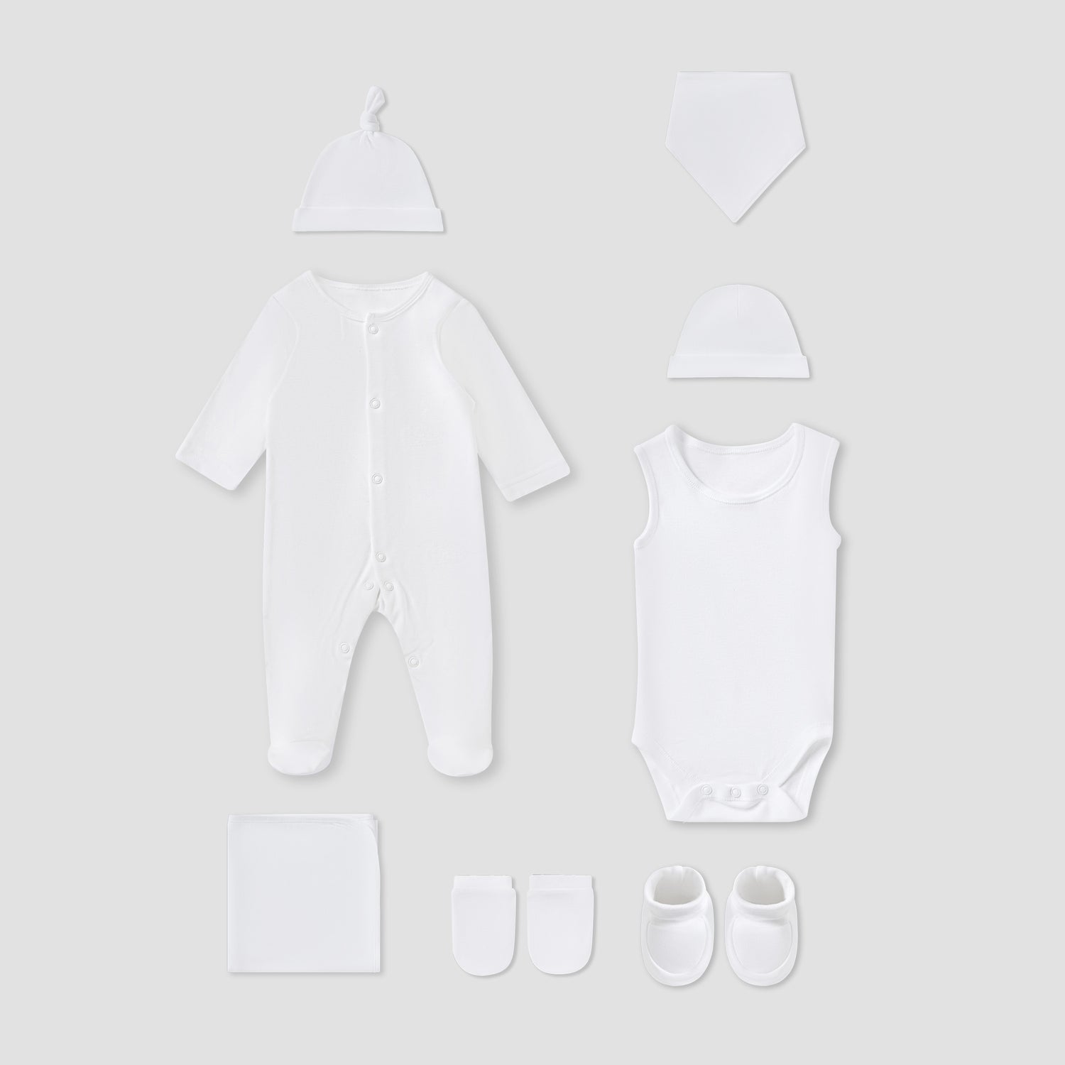 Juniors Solid 8-Piece Clothing Gift Set - White / 0-3 mths