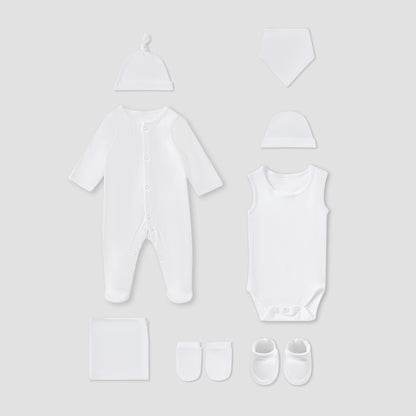 Juniors Solid 8-Piece Clothing Gift Set - White / 0-3 mths