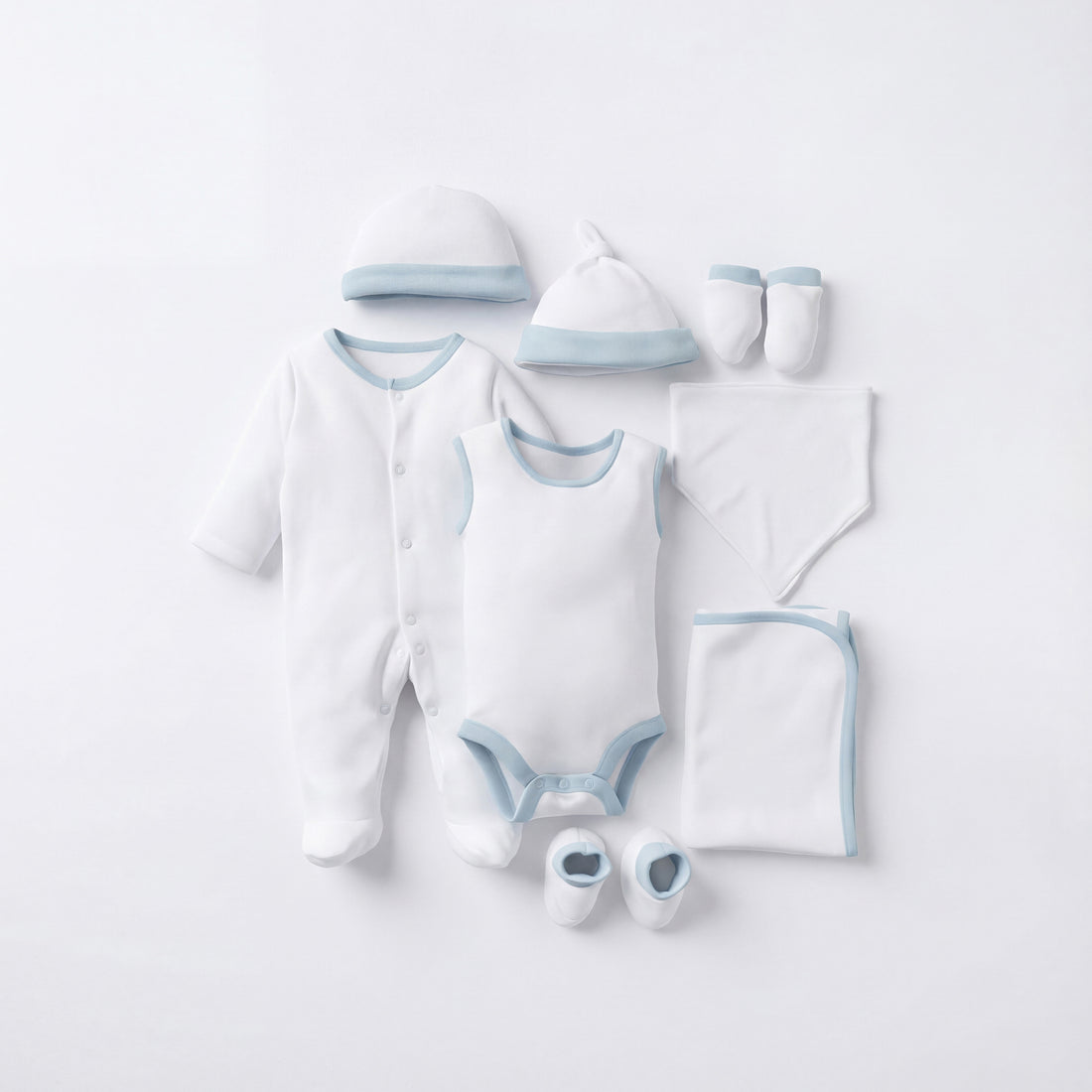 Juniors Solid 8-Piece Clothing Gift Set - White / 0-3 mths