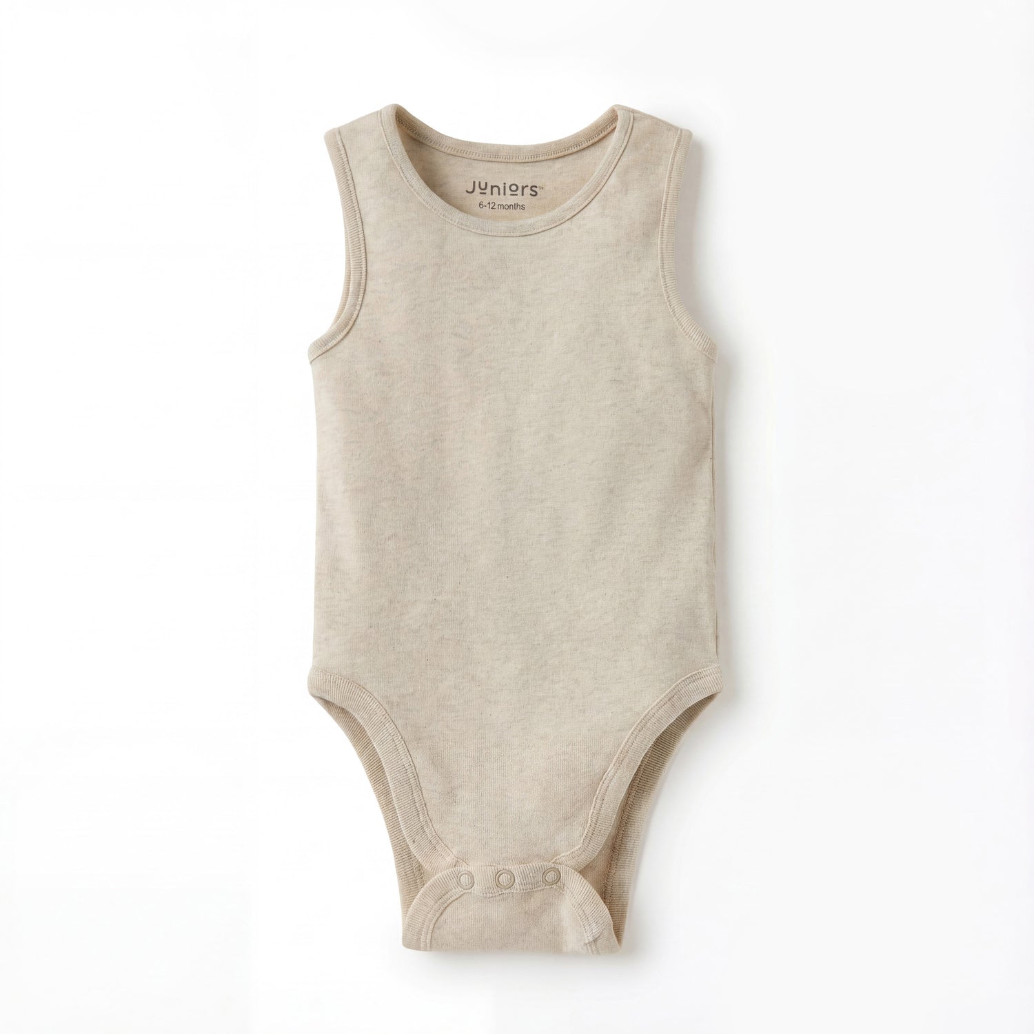 Juniors Textured Sleeveless Bodysuit with Snap Button Closure - Beige / 12-18 mths