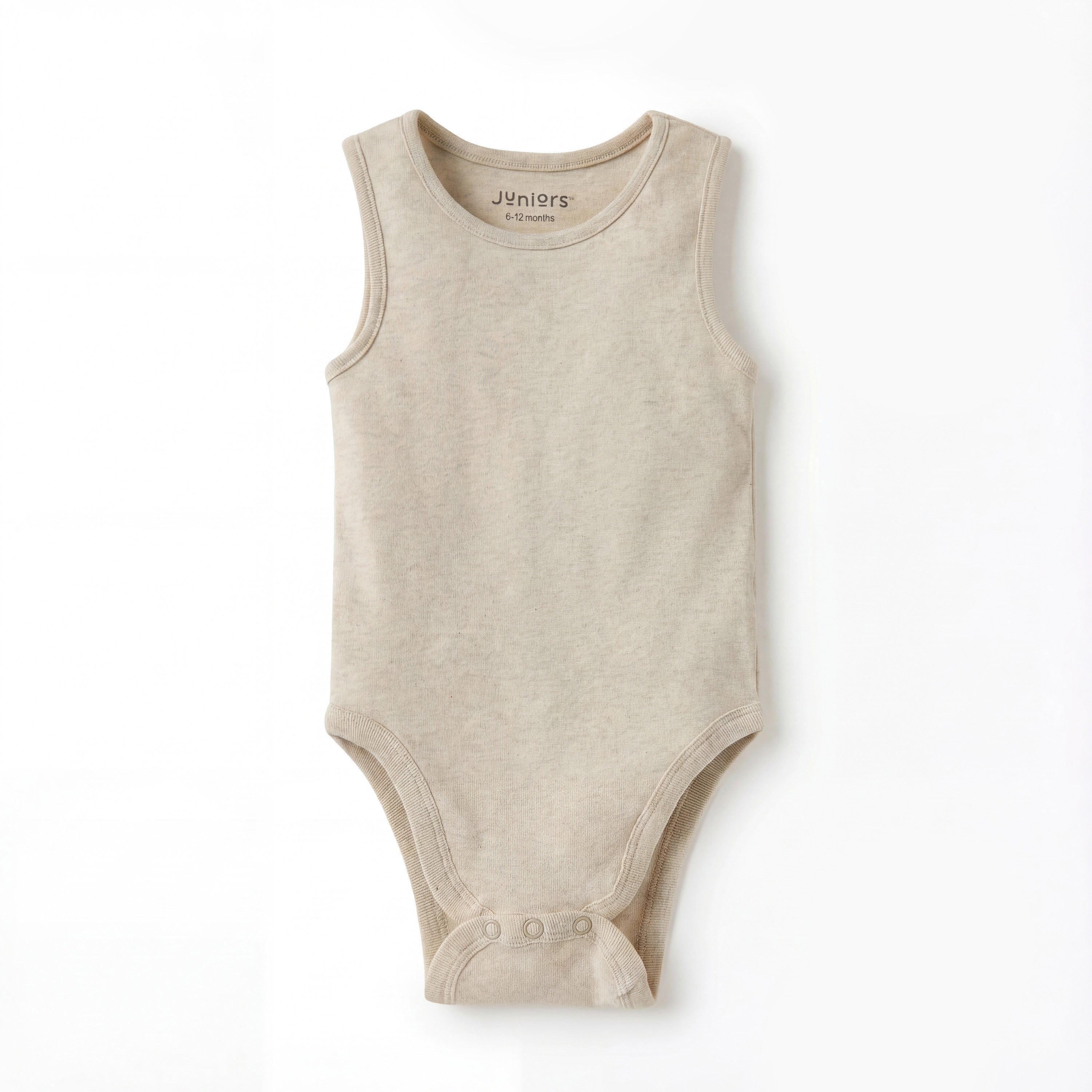 Juniors Textured Sleeveless Bodysuit with Snap Button Closure - Beige / 12-18 mths
