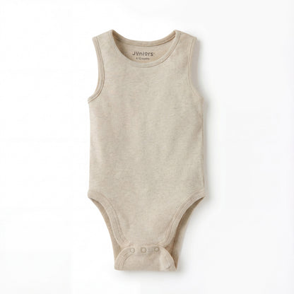 Juniors Textured Sleeveless Bodysuit with Snap Button Closure - Beige / 12-18 mths