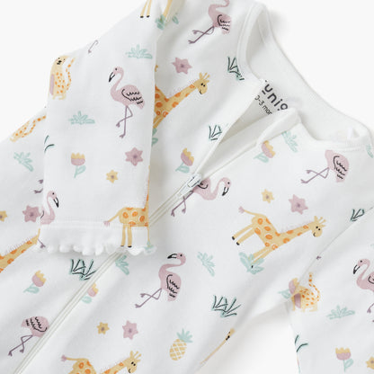 Juniors Printed Sleepsuit with Long Sleeves and Zip Closure