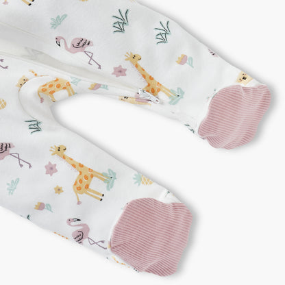 Juniors Printed Sleepsuit with Long Sleeves and Zip Closure