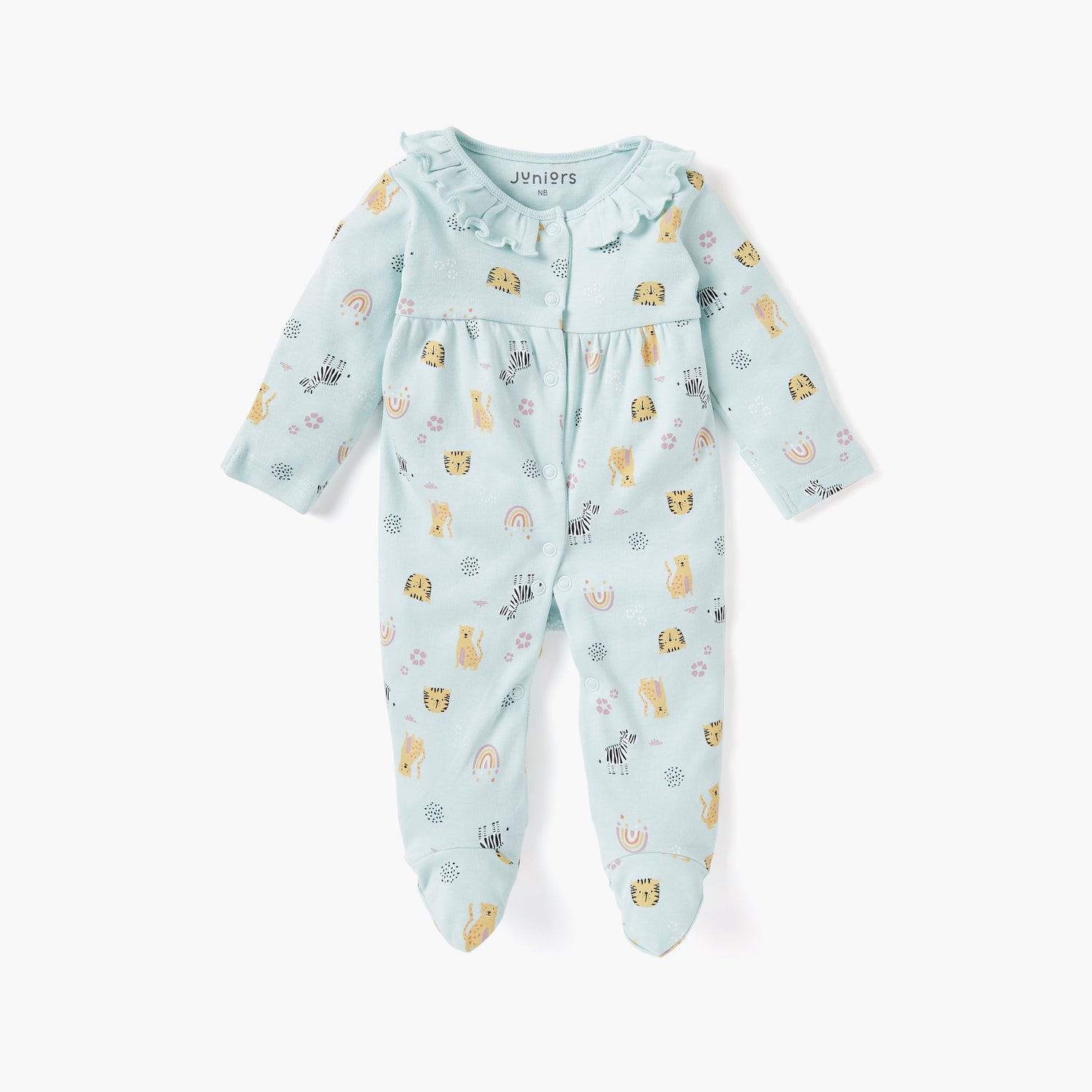 Juniors Printed Sleepsuit with Long Sleeves and Zip Closure - Green / 9-12 mths