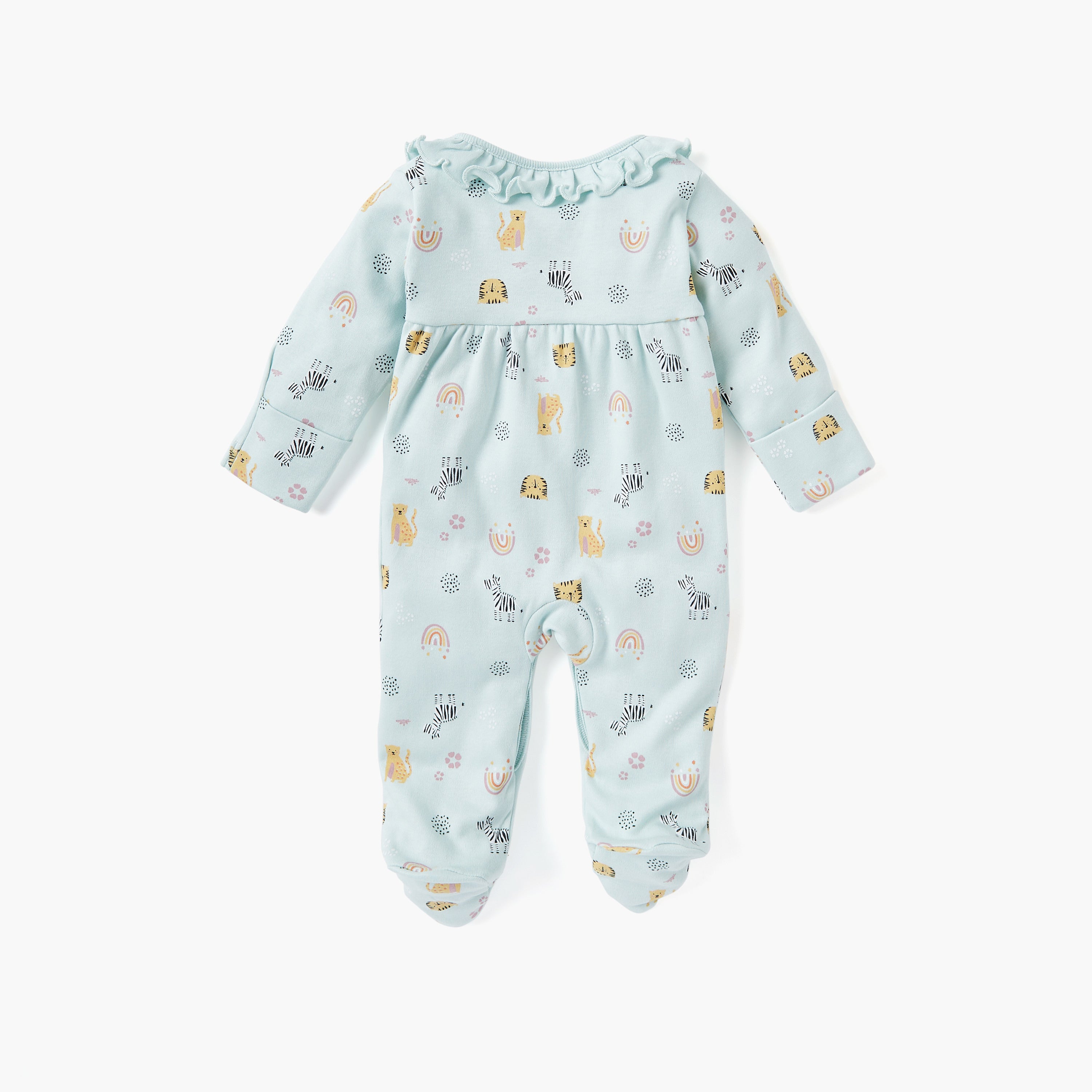 Juniors Printed Sleepsuit with Long Sleeves and Zip Closure