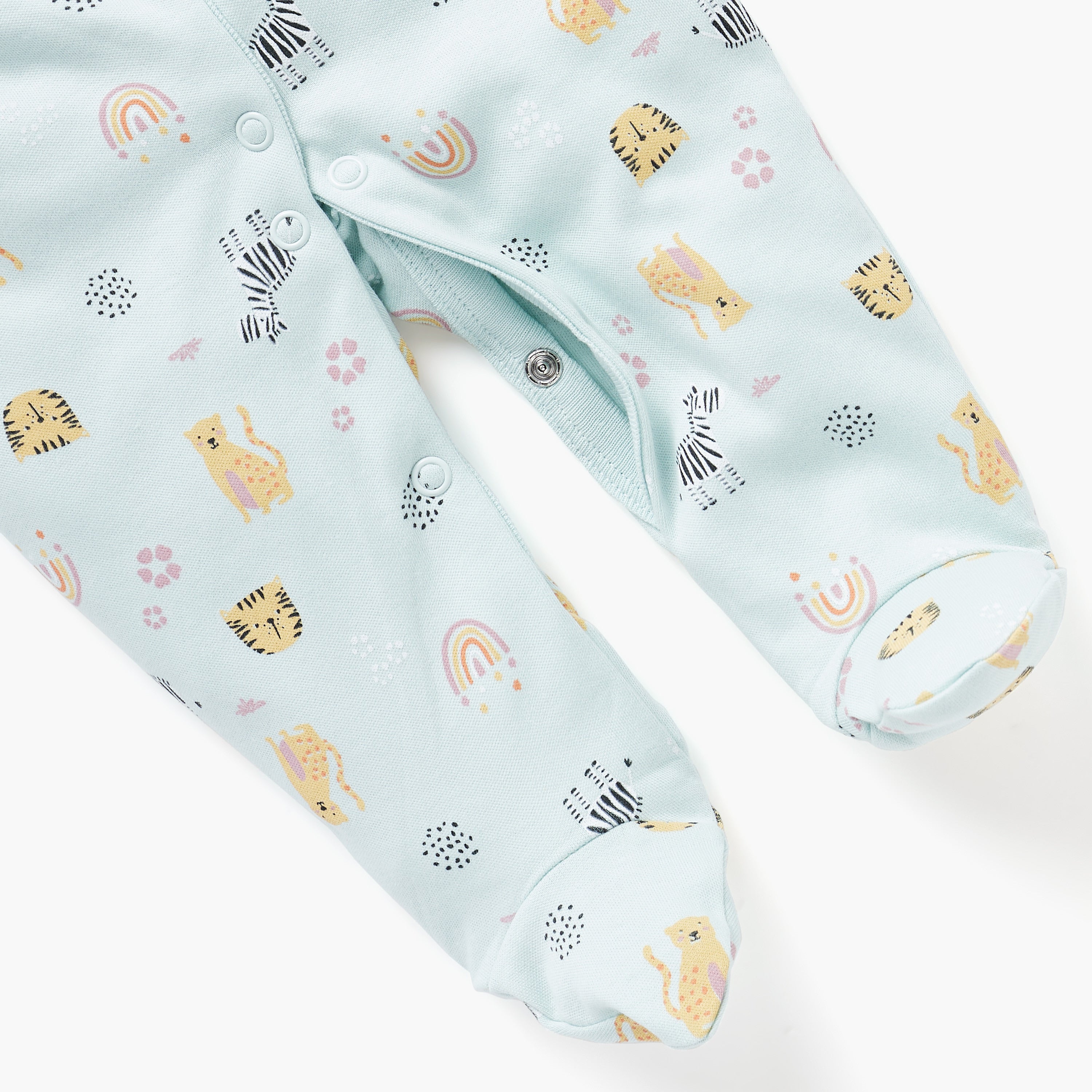 Juniors Printed Sleepsuit with Long Sleeves and Zip Closure