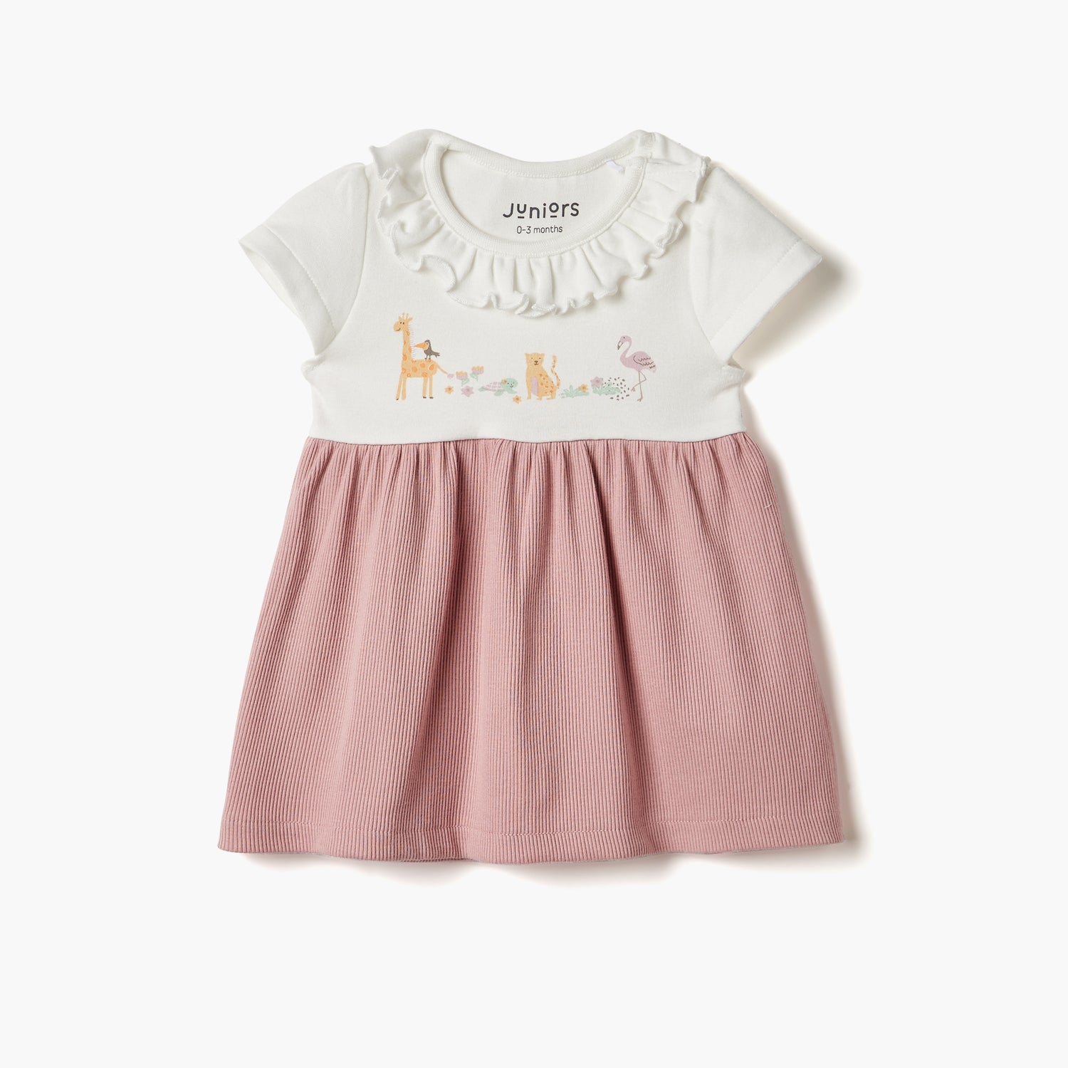 Juniors Animal Print A-line Dress with Short Sleeves - Pink / 12-18 mths