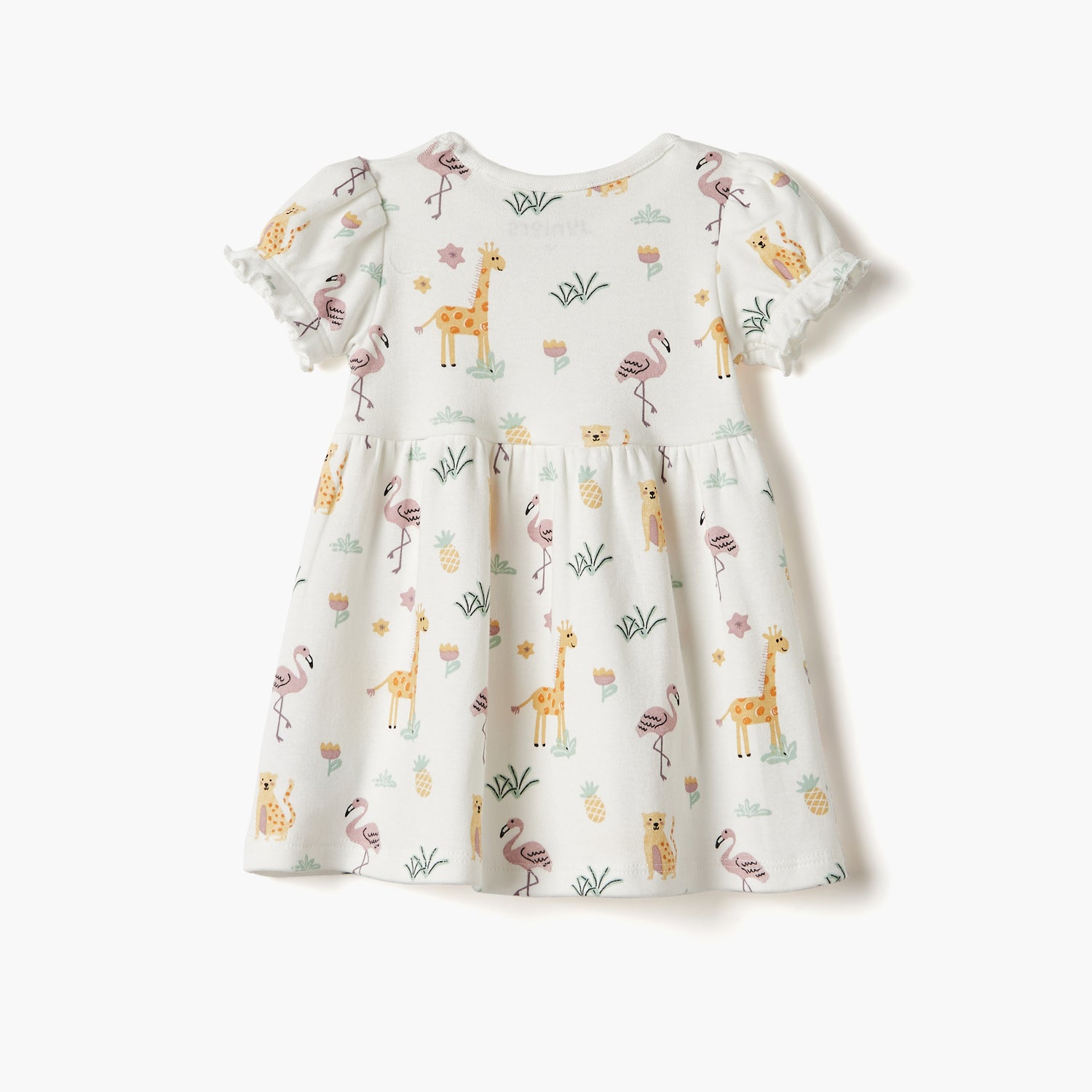 Juniors Printed A-Line Dress with Short Sleeves
