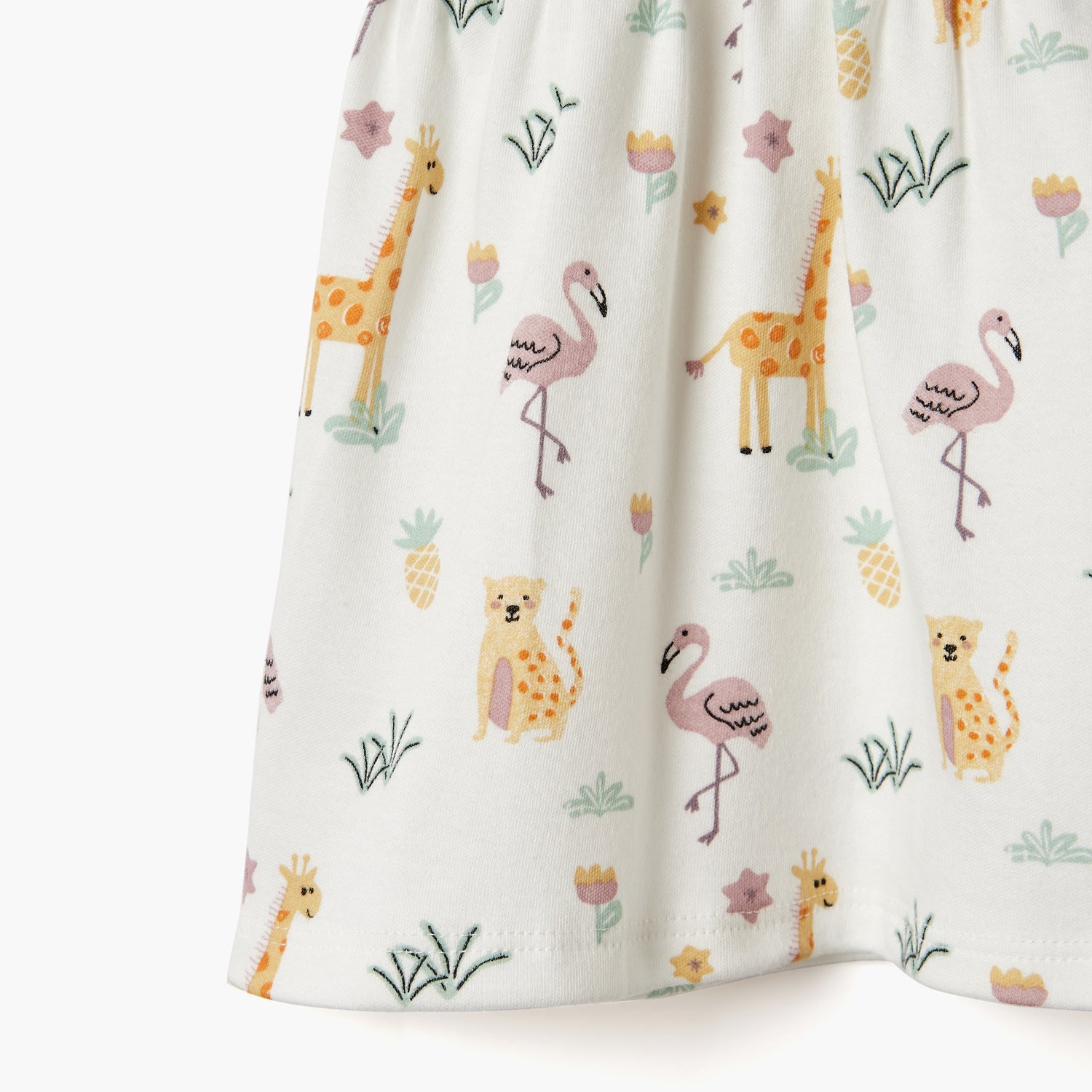 Juniors Printed A-Line Dress with Short Sleeves