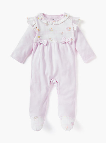 Disney Bow Applique Sleepsuit with Ruffle Detail and Long Sleeves-baby-girls-clothing-nightwear-sleepsuits-image-1
