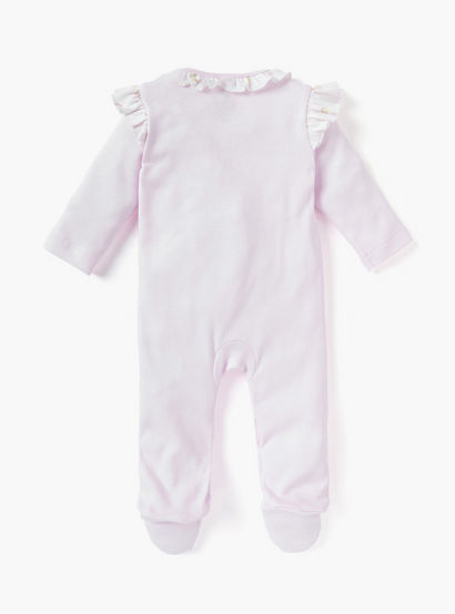 Disney Bow Applique Sleepsuit with Ruffle Detail and Long Sleeves-baby-girls-clothing-nightwear-sleepsuits-image-2