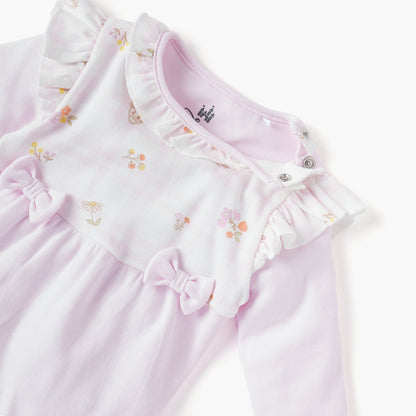Disney Bow Applique Sleepsuit with Ruffle Detail and Long Sleeves