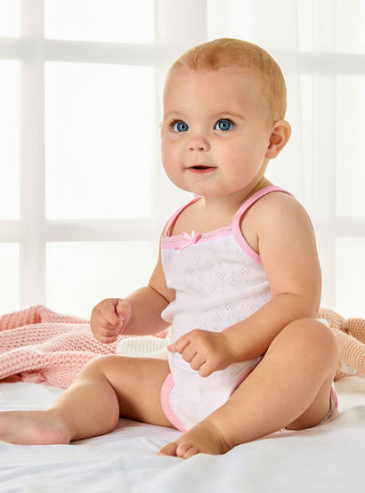 Juniors Strappy Textured Bodysuit with Bow Detail-baby-girls-clothing-bodysuits-image-1
