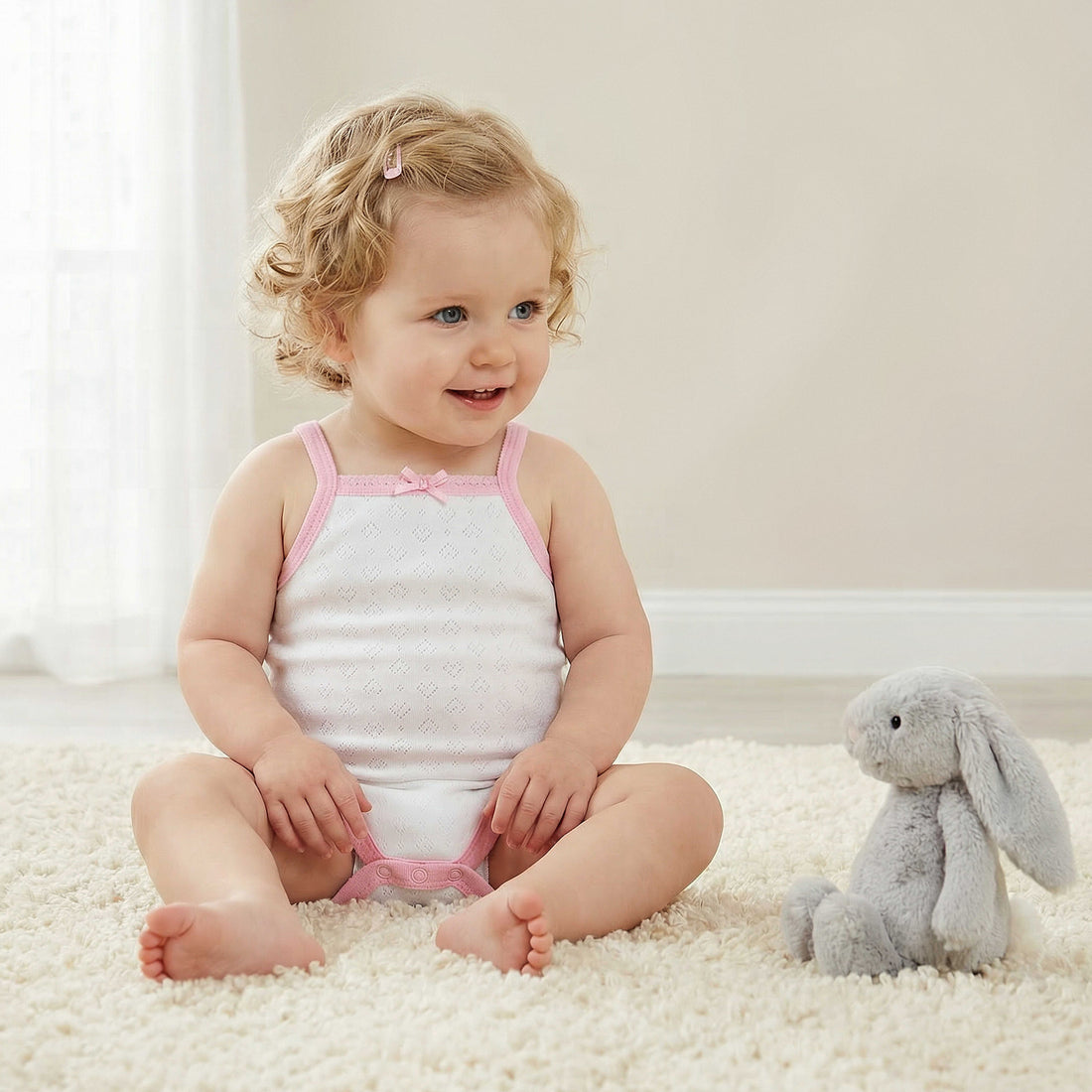 Juniors Square Neck Sleeveless Bodysuit with Snap Button Closure - White / 12-18 mths