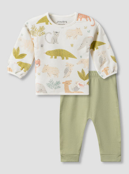 Juniors Cotton Crew Neck Long Sleeves Pyjama Set with Safari Print-baby-boys-clothing-nightwear-pyjamasets-image-2