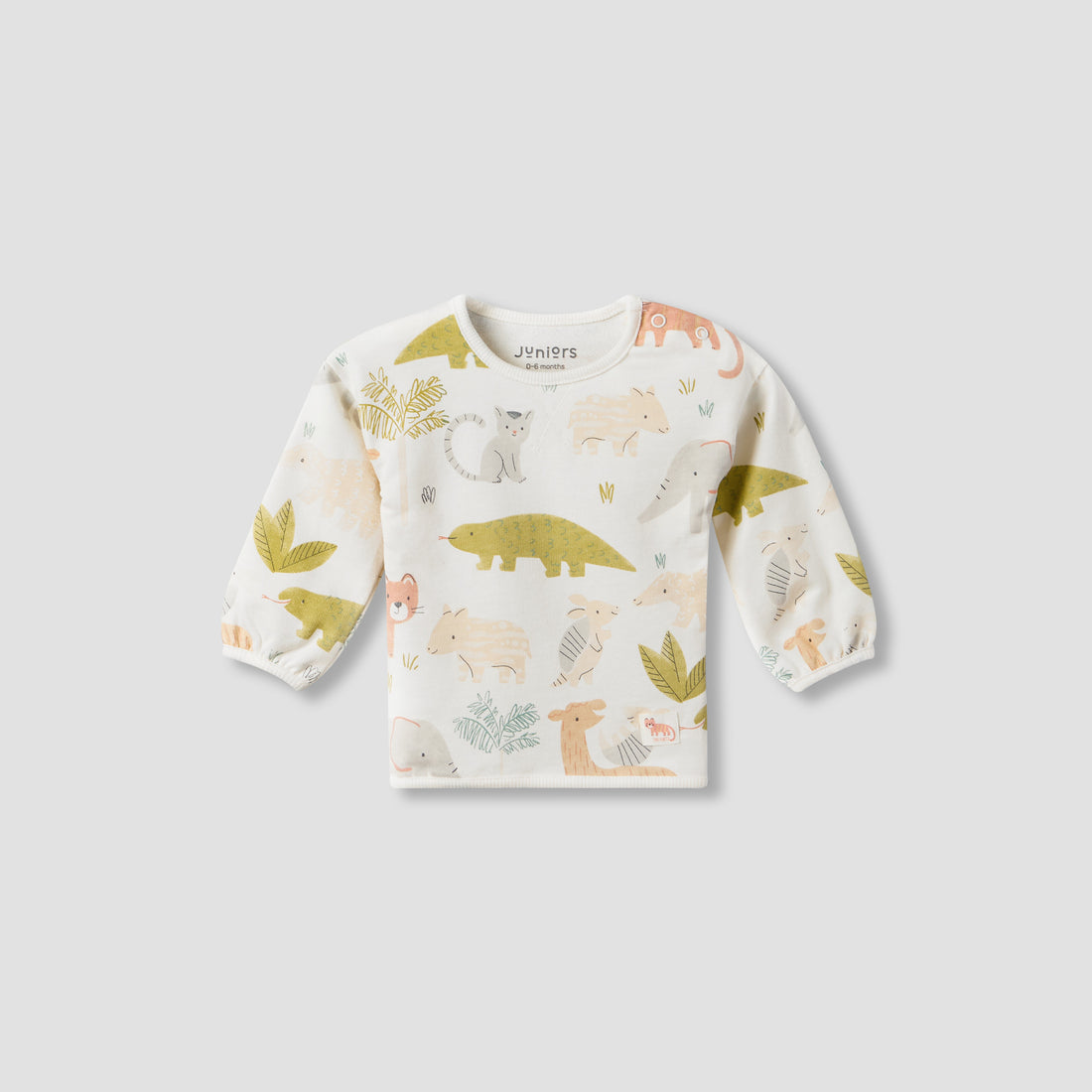 Juniors Cotton Crew Neck Long Sleeves Pyjama Set with Safari Print