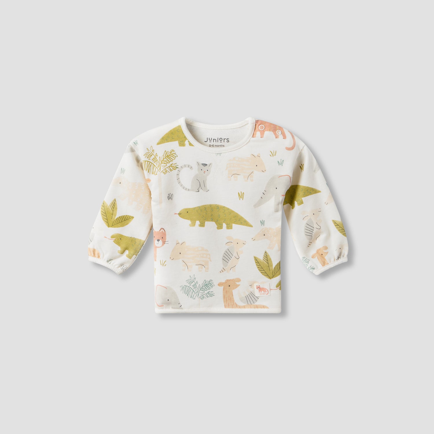 Juniors Cotton Crew Neck Long Sleeves Pyjama Set with Safari Print