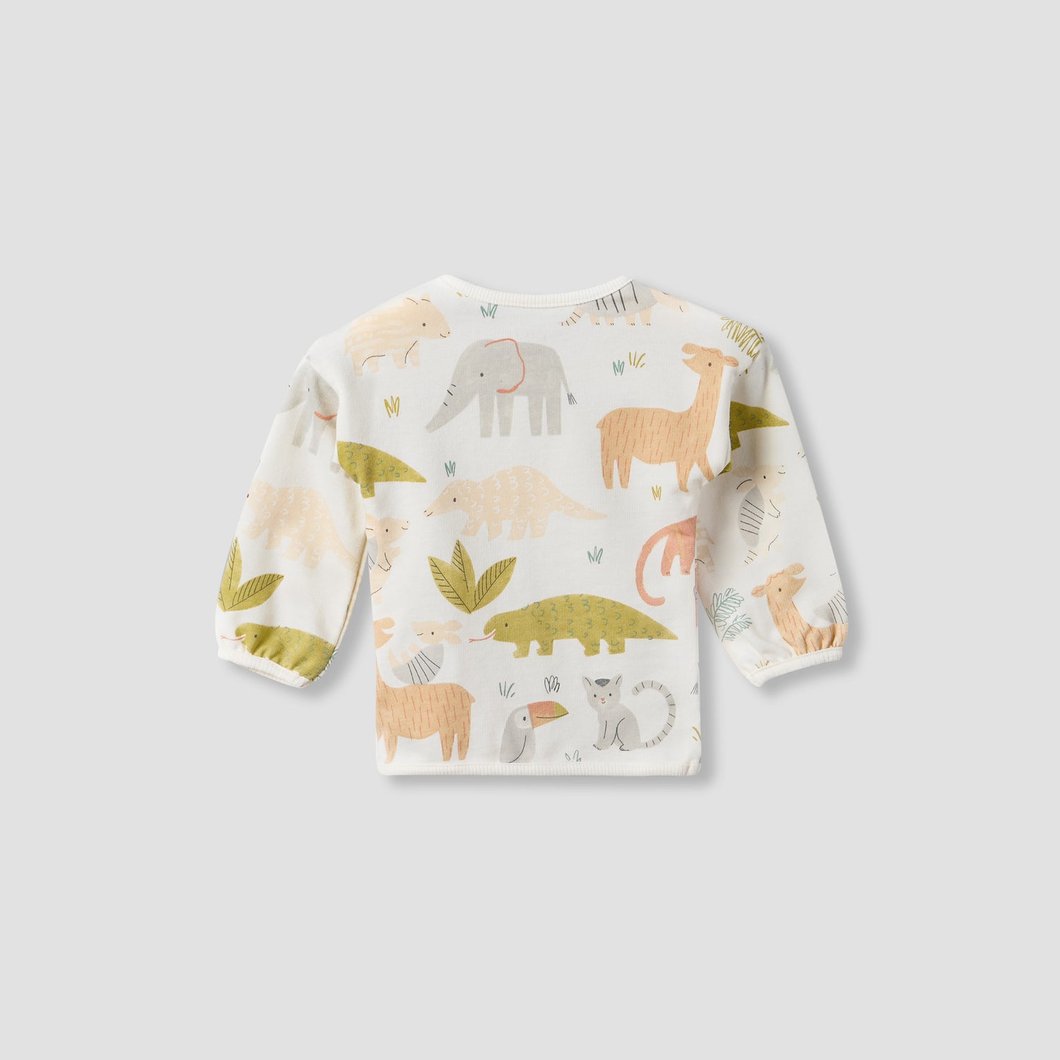 Juniors Cotton Crew Neck Long Sleeves Pyjama Set with Safari Print