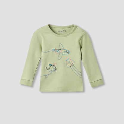 Juniors Pyjama Set with Embroidery - Cotton - Long Sleeves - Round Neck