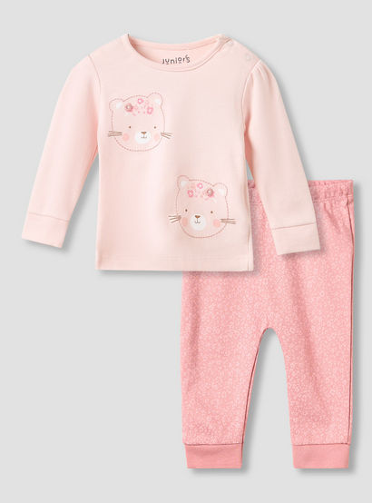 Juniors Pyjama Set with Bear Print - Cotton - Long Sleeves - Crew Neck-promo_babyshop_Buy3for99_UAE130126-image-1