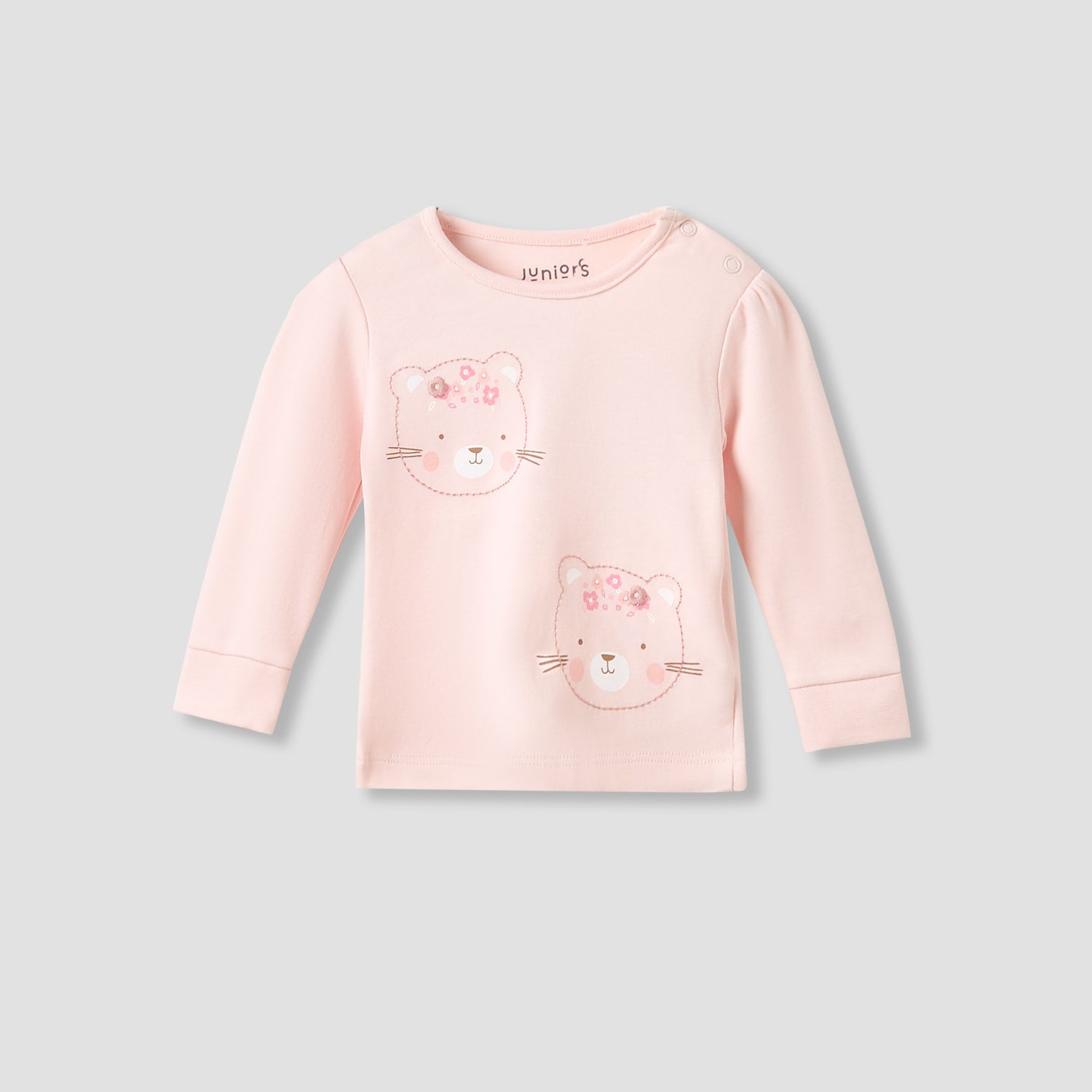 Juniors Pyjama Set with Bear Print - Cotton - Long Sleeves - Crew Neck