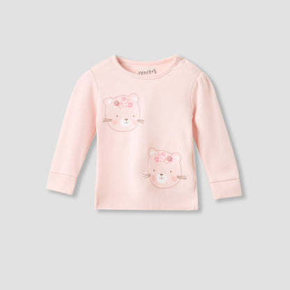 Juniors Pyjama Set with Bear Print - Cotton - Long Sleeves - Crew Neck