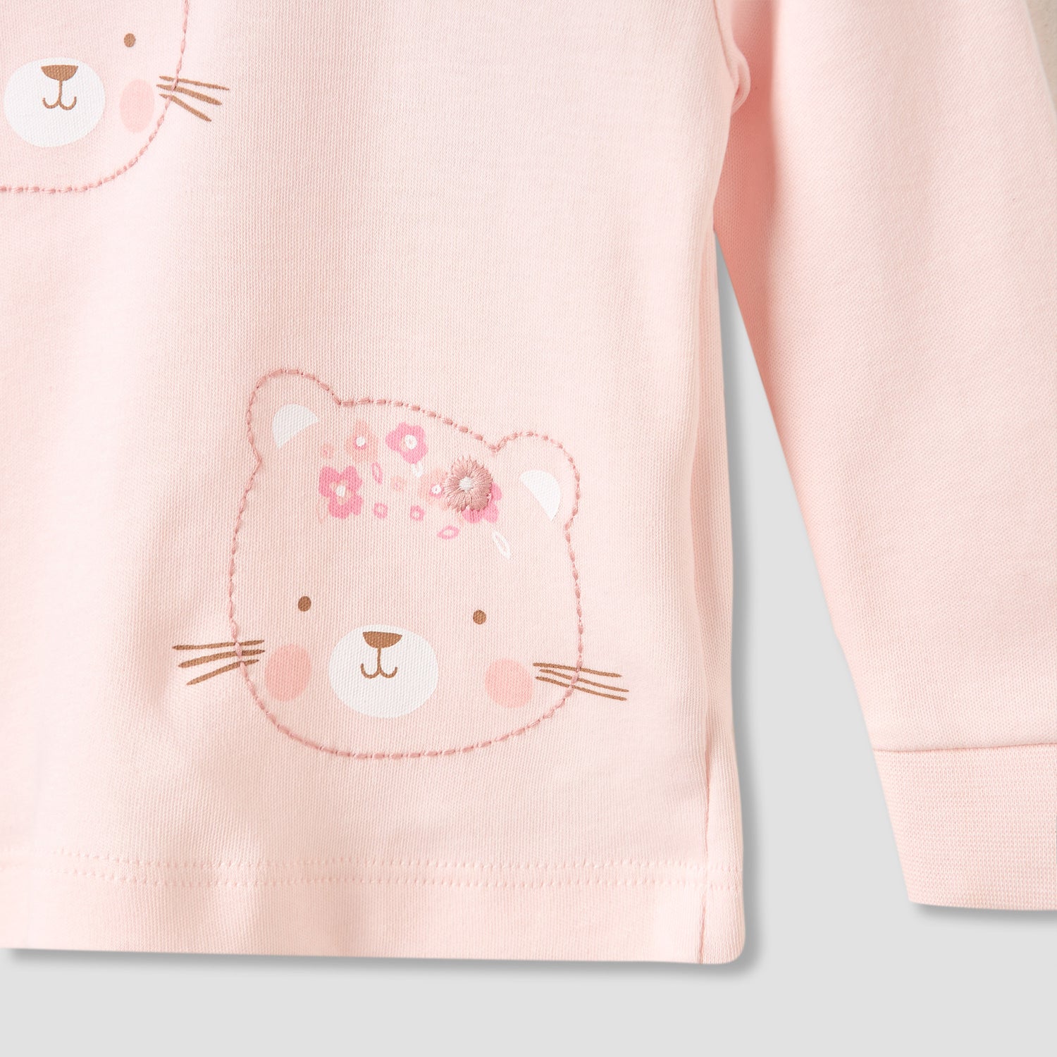 Juniors Pyjama Set with Bear Print - Cotton - Long Sleeves - Crew Neck