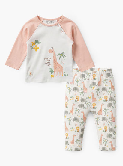 Juniors Cotton Crew Neck Long Sleeves Pyjama Set with Safari Print-baby-girls-clothing-nightwear-pyjamasets-image-1