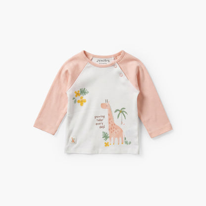Juniors Cotton Crew Neck Long Sleeves Pyjama Set with Safari Print
