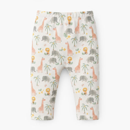 Juniors Cotton Crew Neck Long Sleeves Pyjama Set with Safari Print