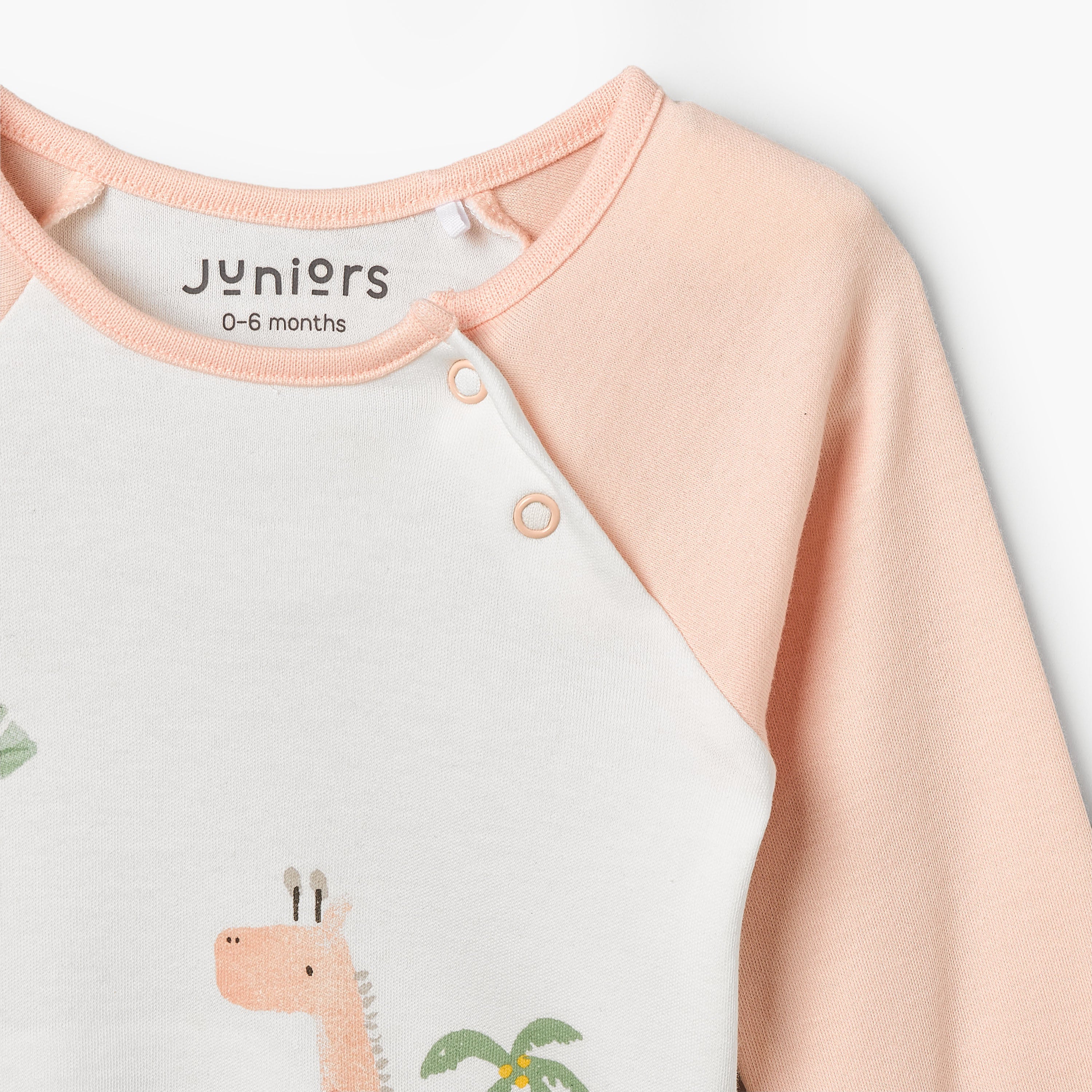 Juniors Cotton Crew Neck Long Sleeves Pyjama Set with Safari Print
