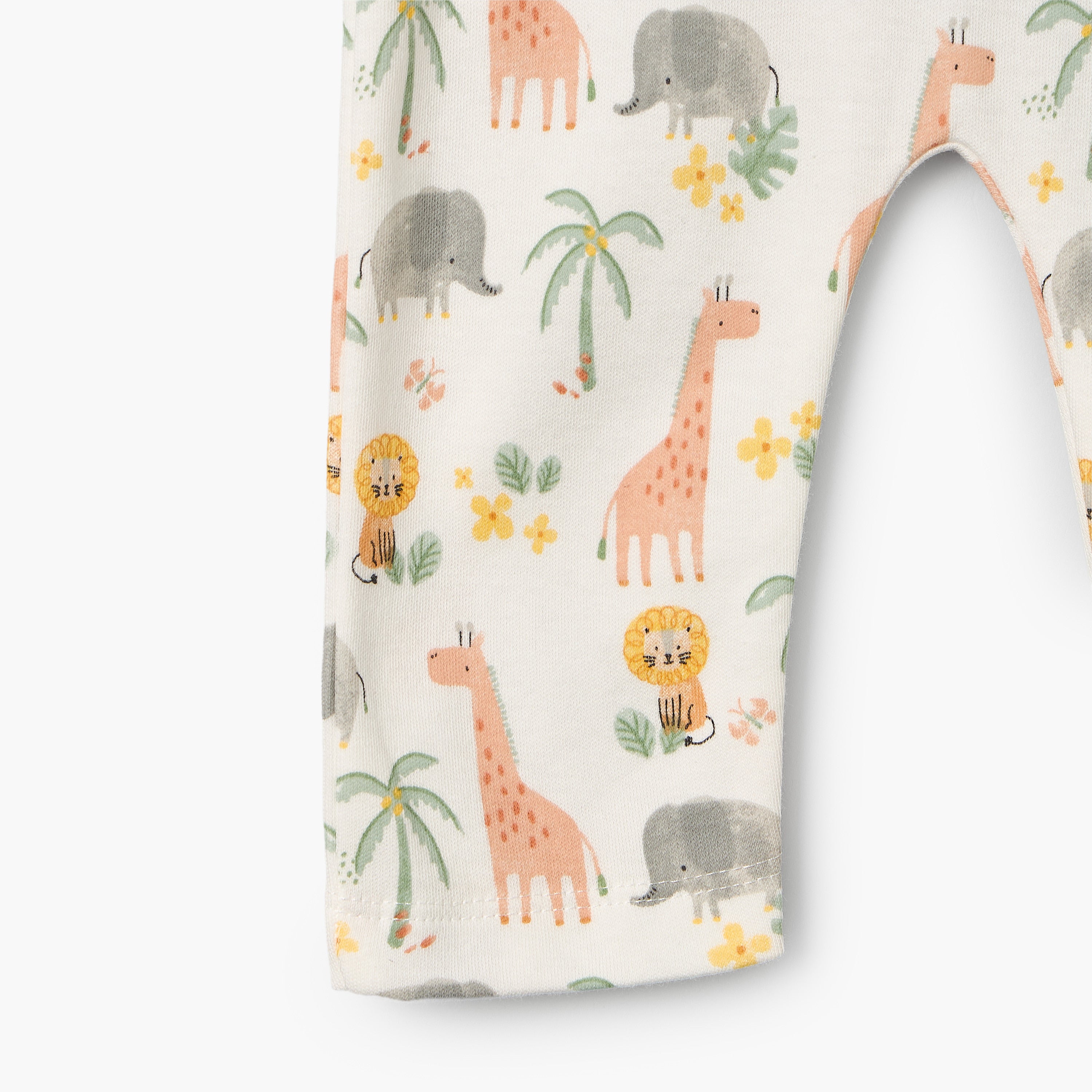 Juniors Cotton Crew Neck Long Sleeves Pyjama Set with Safari Print