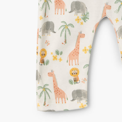 Juniors Cotton Crew Neck Long Sleeves Pyjama Set with Safari Print