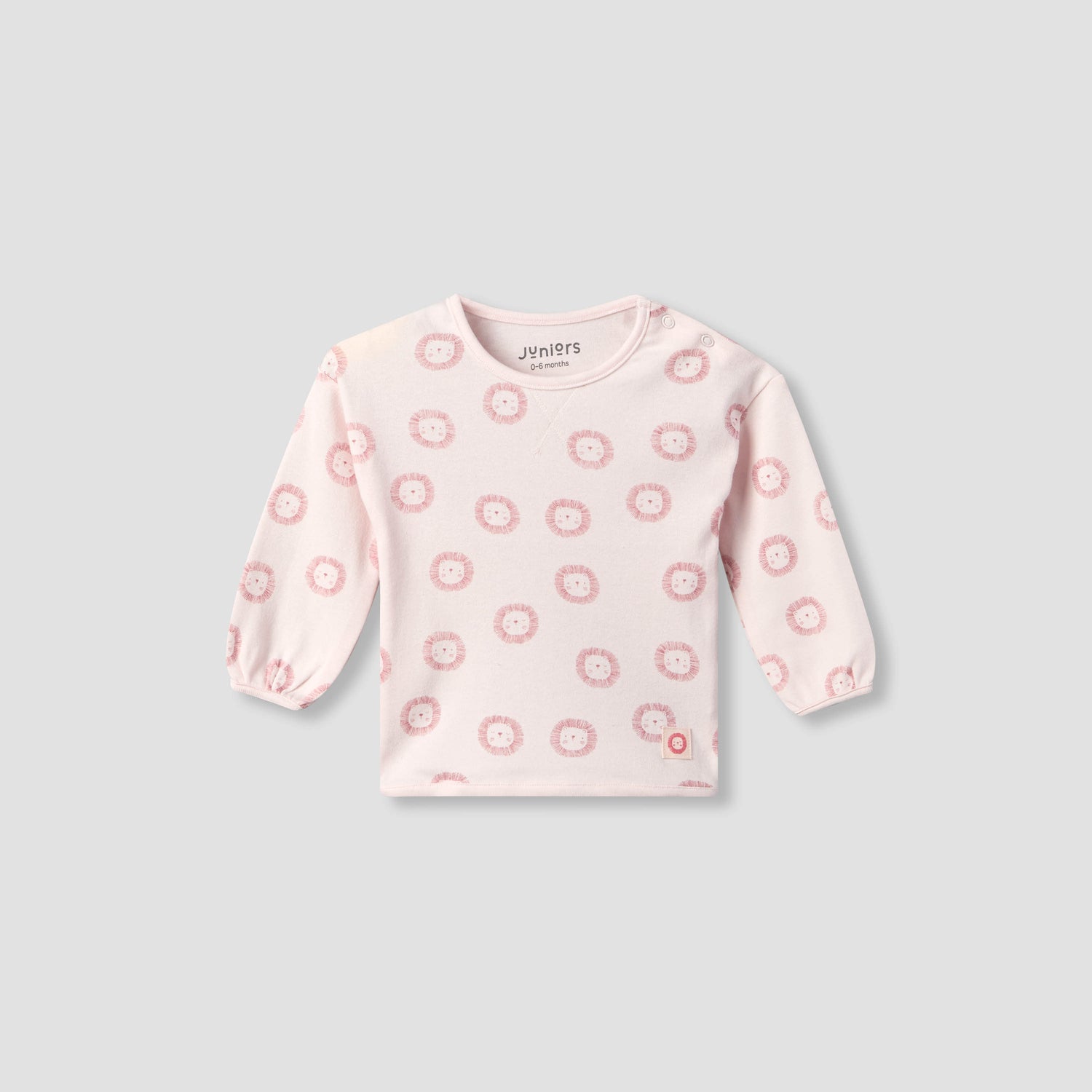 Juniors Cotton Crew Neck Long Sleeves Pyjama Set with Lion Print