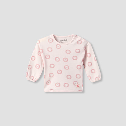 Juniors Cotton Crew Neck Long Sleeves Pyjama Set with Lion Print