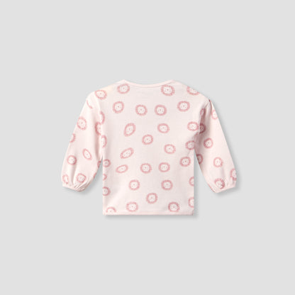 Juniors Cotton Crew Neck Long Sleeves Pyjama Set with Lion Print